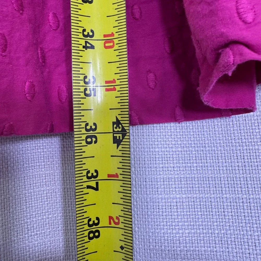 Tabitha Anthropologie Ruffle Swiss Dot Dress Women 12 Pink Cotton Belted - Picture 8 of 14